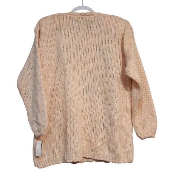 NWT Vintage 90s Chunky Knit Sweater Large Floral Embroidered Grandma Cottagecore - Picture 6 of 11